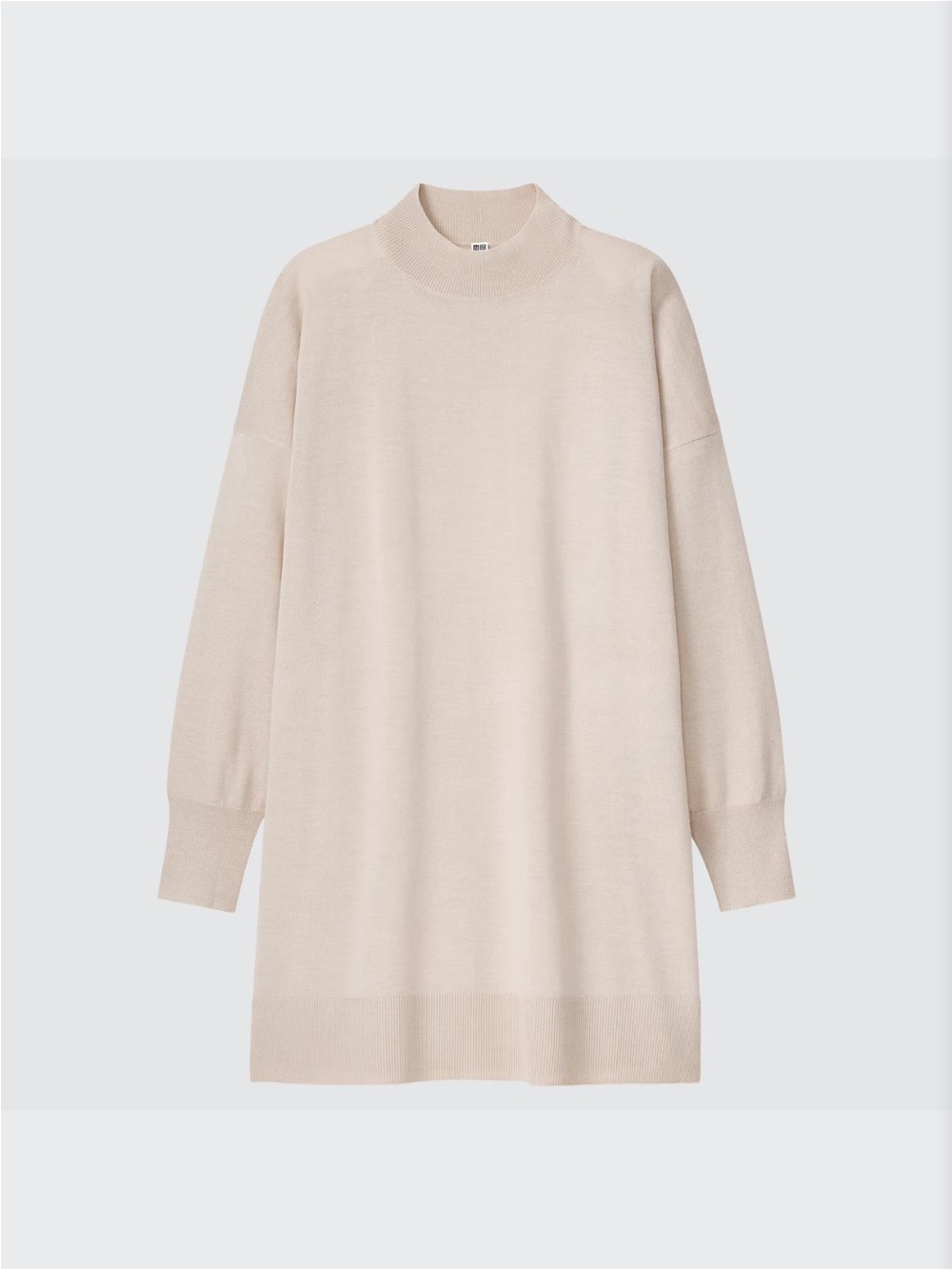 Uniqlo Cream Merino Wool Blend Tunic Sweater